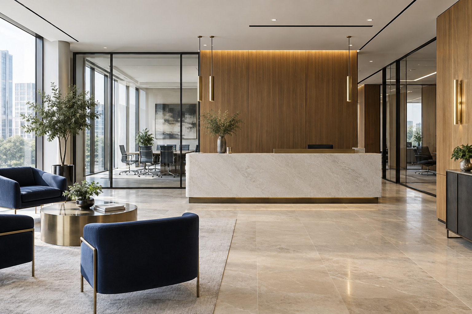 Interior contemporáneo de un espacio de trabajo, imagen de referencia